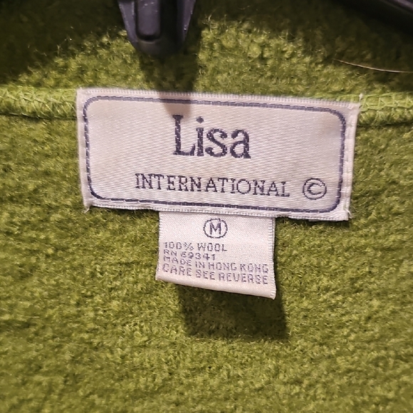 VINTAGE Lisa International Olive Green Women's Jacket Coat 100% Wool Medium - Picture 2 of 6